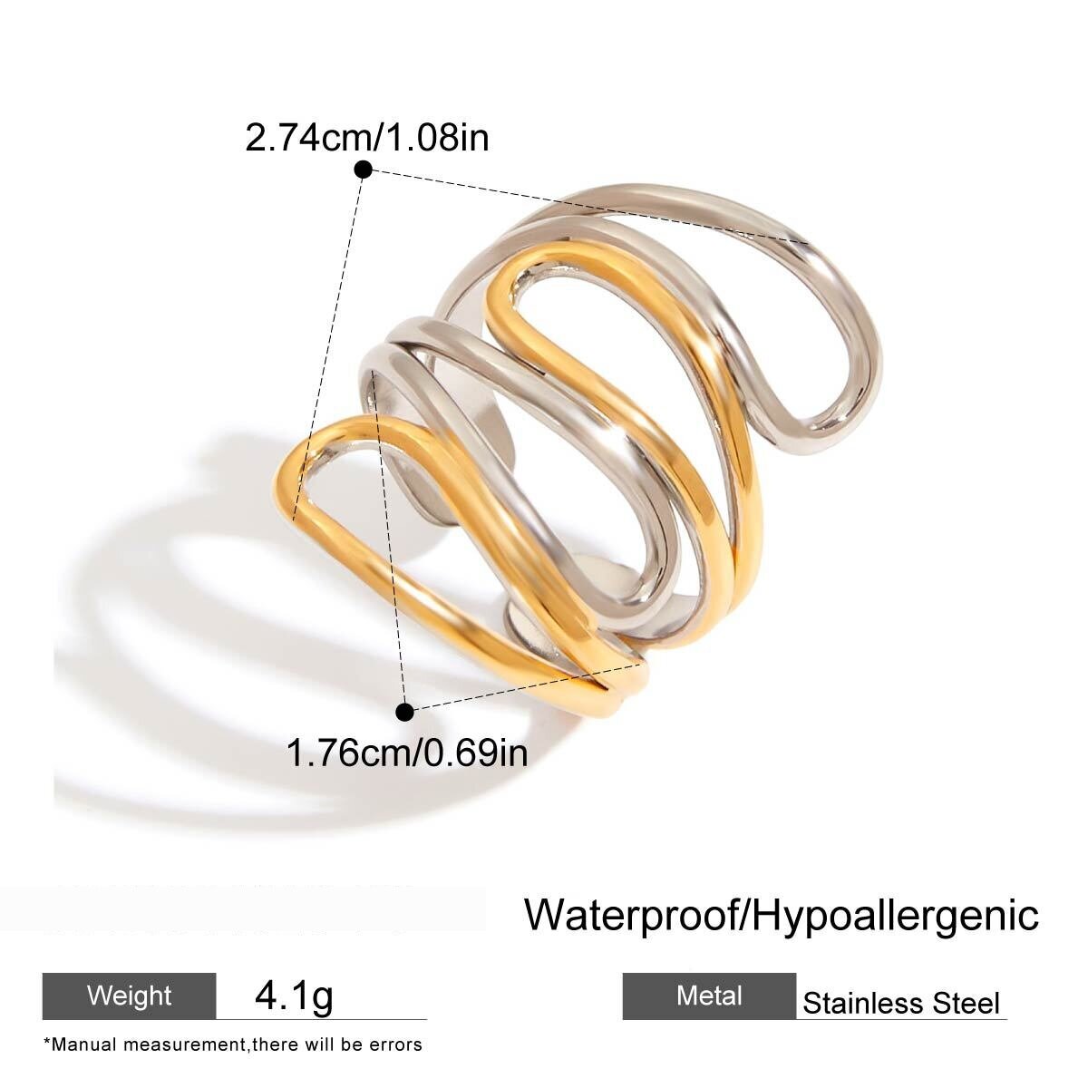 Stainless Steel Waterproof Mixed Color Minimalist Rings Picture2
