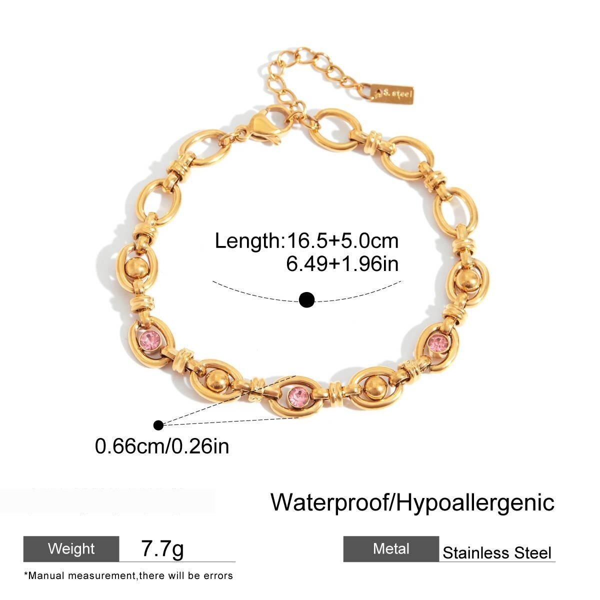 Classic Chain Stainless Steel Waterproof Gold Color Chain Bracelets 