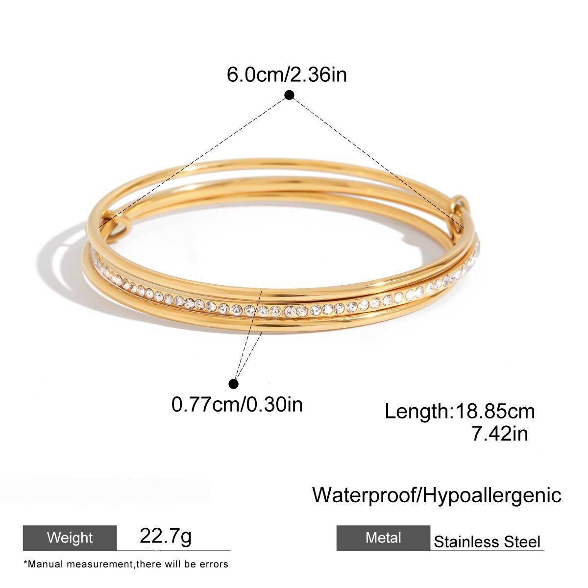 Stainless Steel Waterproof Gold Color Bangles Picture2