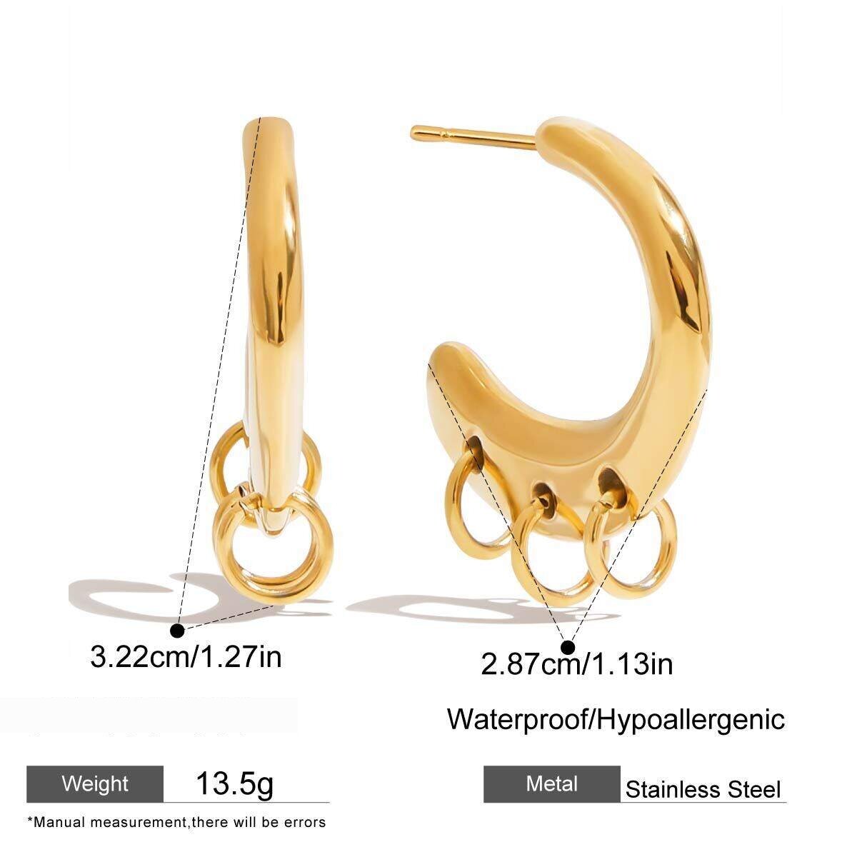  Style Stainless Steel Gold Color Hoop Earrings Picture2