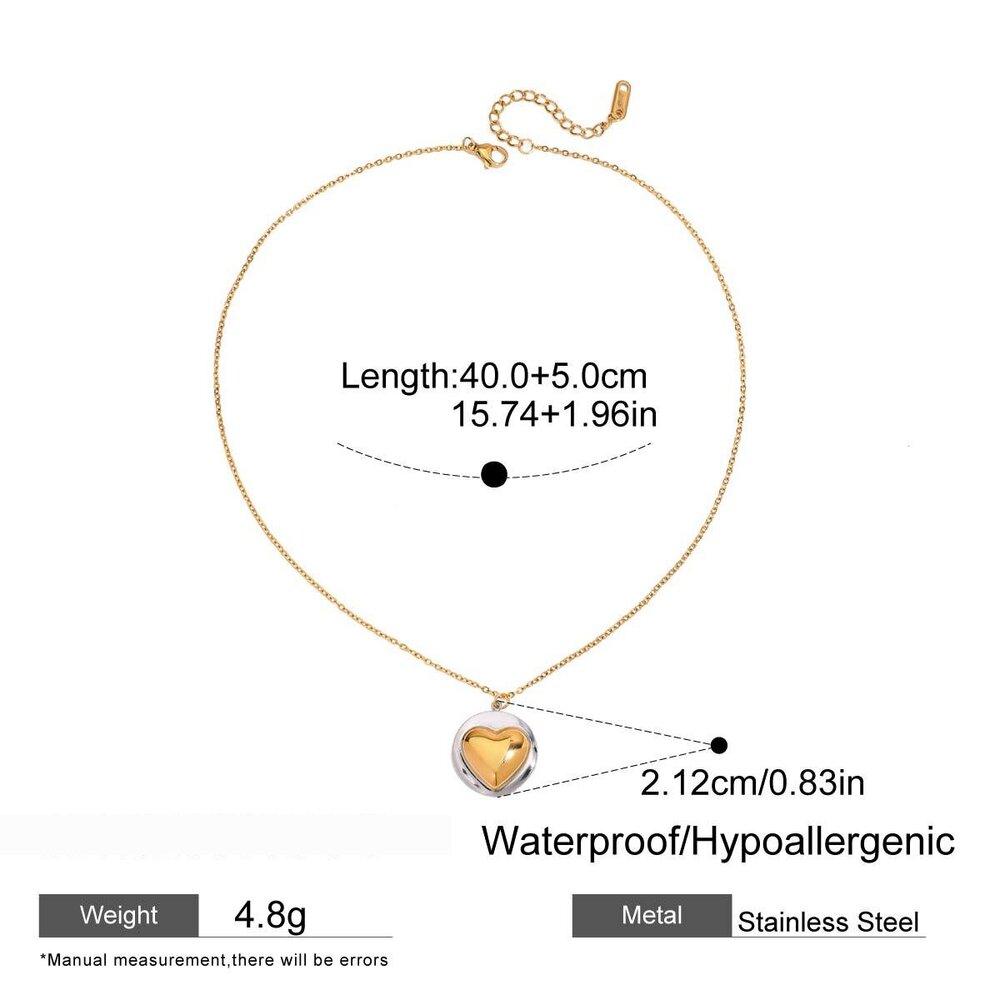 Simple Heart Stainless Steel Waterproof Gold Color Pendant Necklaces Picture2