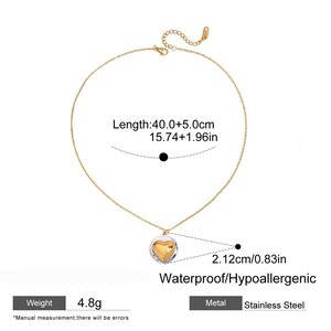 Simple Heart Stainless Steel Waterproof Gold Color Pendant Necklaces h5 Picture2
