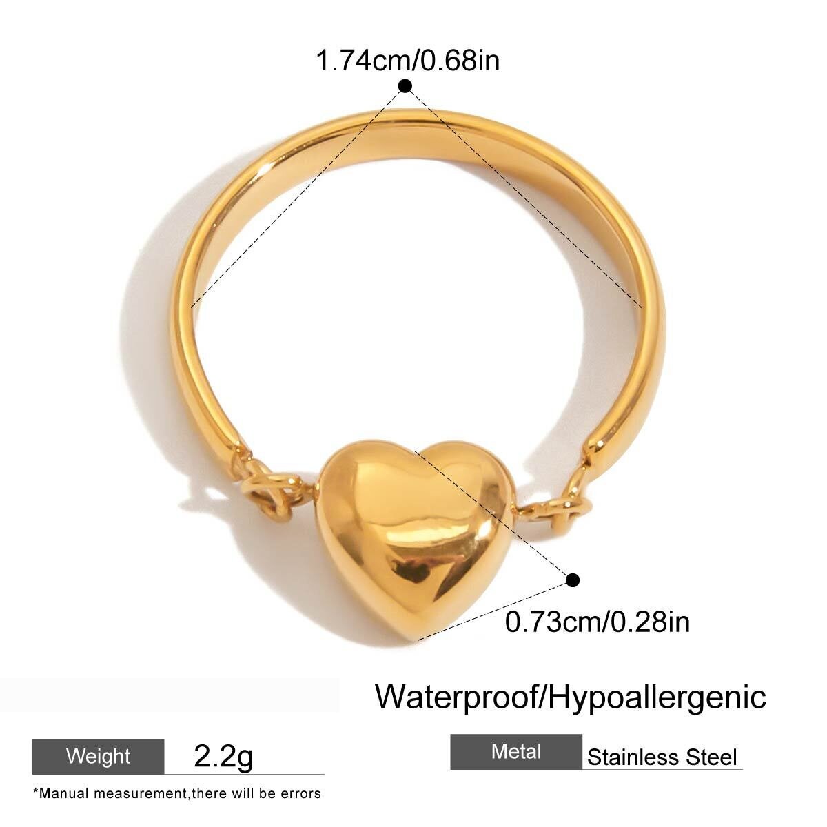 Schlichter Herz-Statement-Ring Aus Edelstahl, Wasserdicht, Goldfarben h5 
