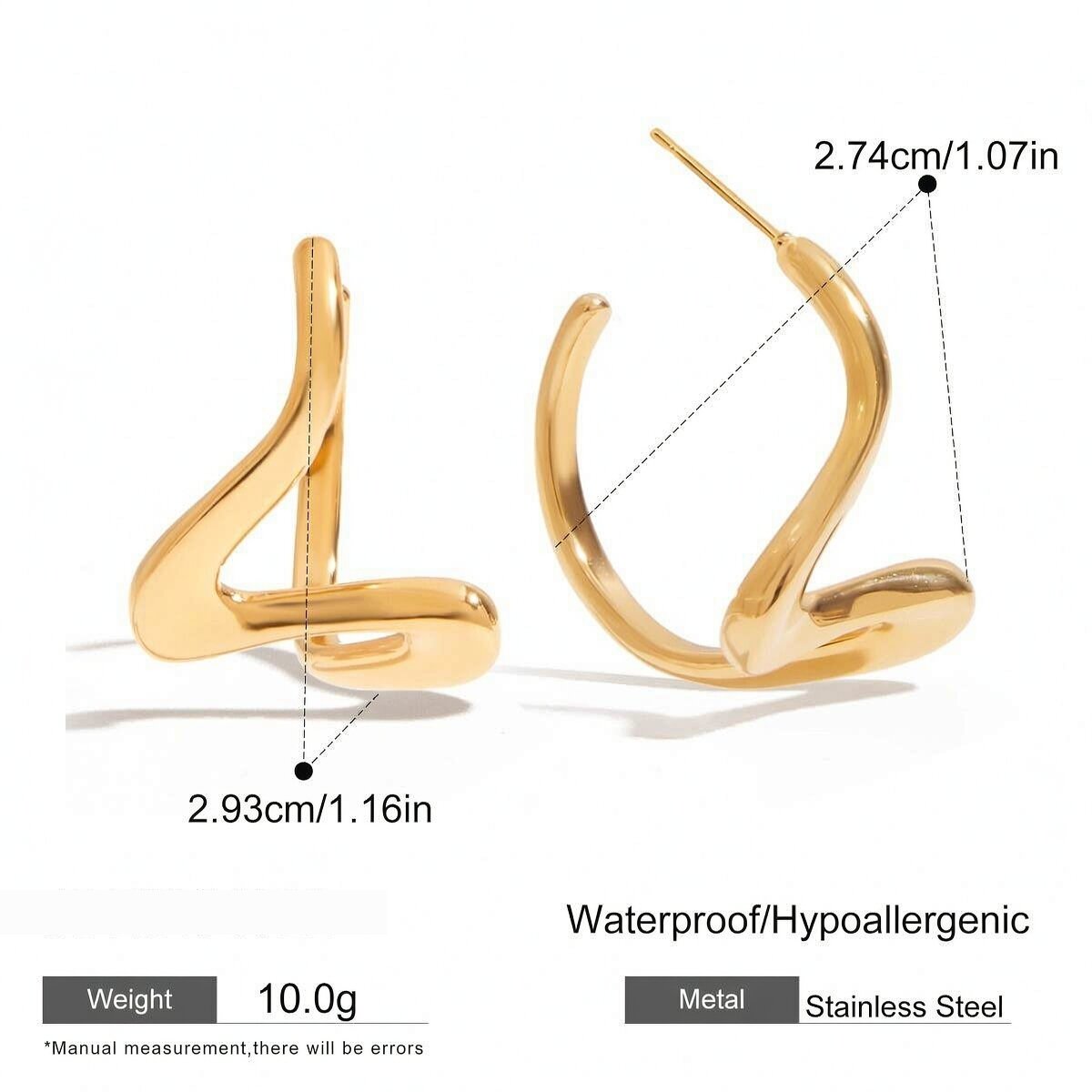 Simple Stainless Steel Waterproof Gold Color  Drop Earrings h5 Picture2