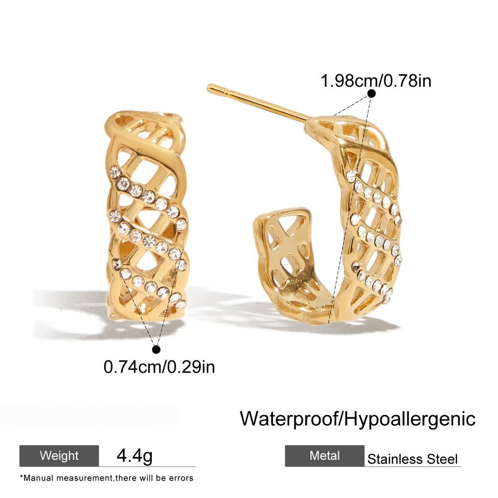 Retro-Ohrringe Aus Wasserdichtem Edelstahl In Goldfarbe Mit Aussparungen