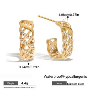 Retro-Ohrringe Aus Wasserdichtem Edelstahl In Goldfarbe Mit Aussparungen h5