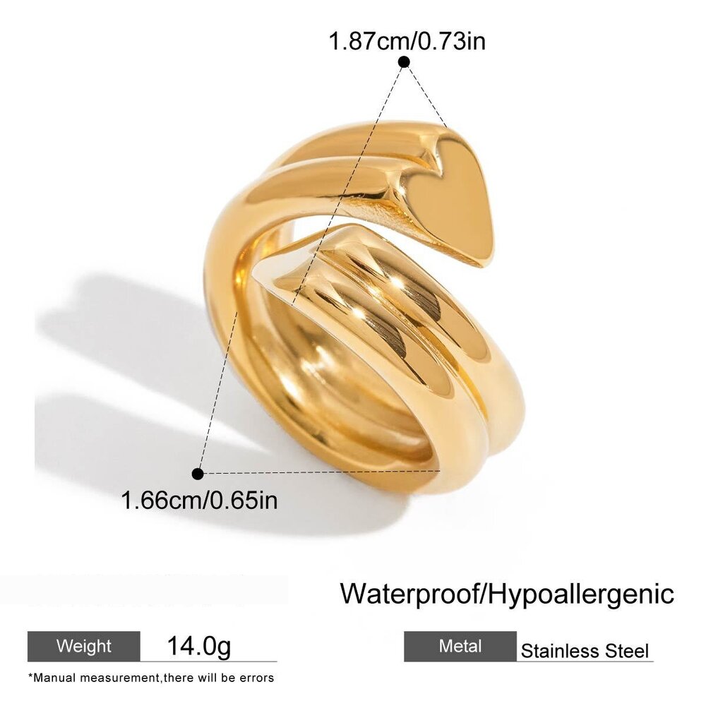 Simple Heart Stainless Steel Waterproof Gold Color Minimalist Rings h5Picture2