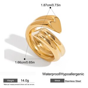 Simple Heart Stainless Steel Waterproof Gold Color Minimalist Rings h5 Picture2