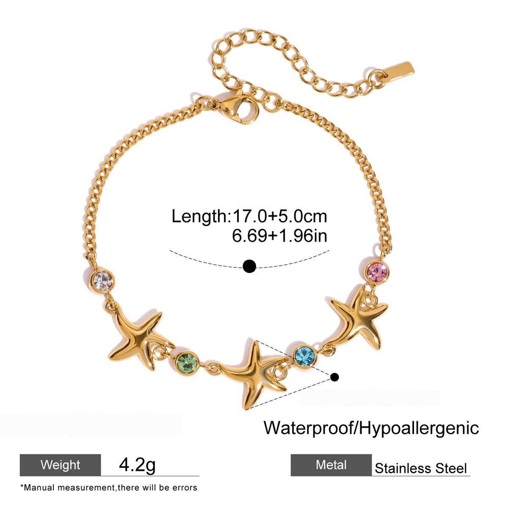 Style Zeester Roestvrijstalen Goudkleurige Bedelarmbanden