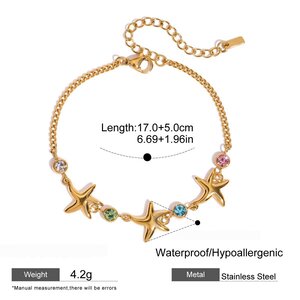 Style Zeester Roestvrijstalen Goudkleurige Bedelarmbanden h5