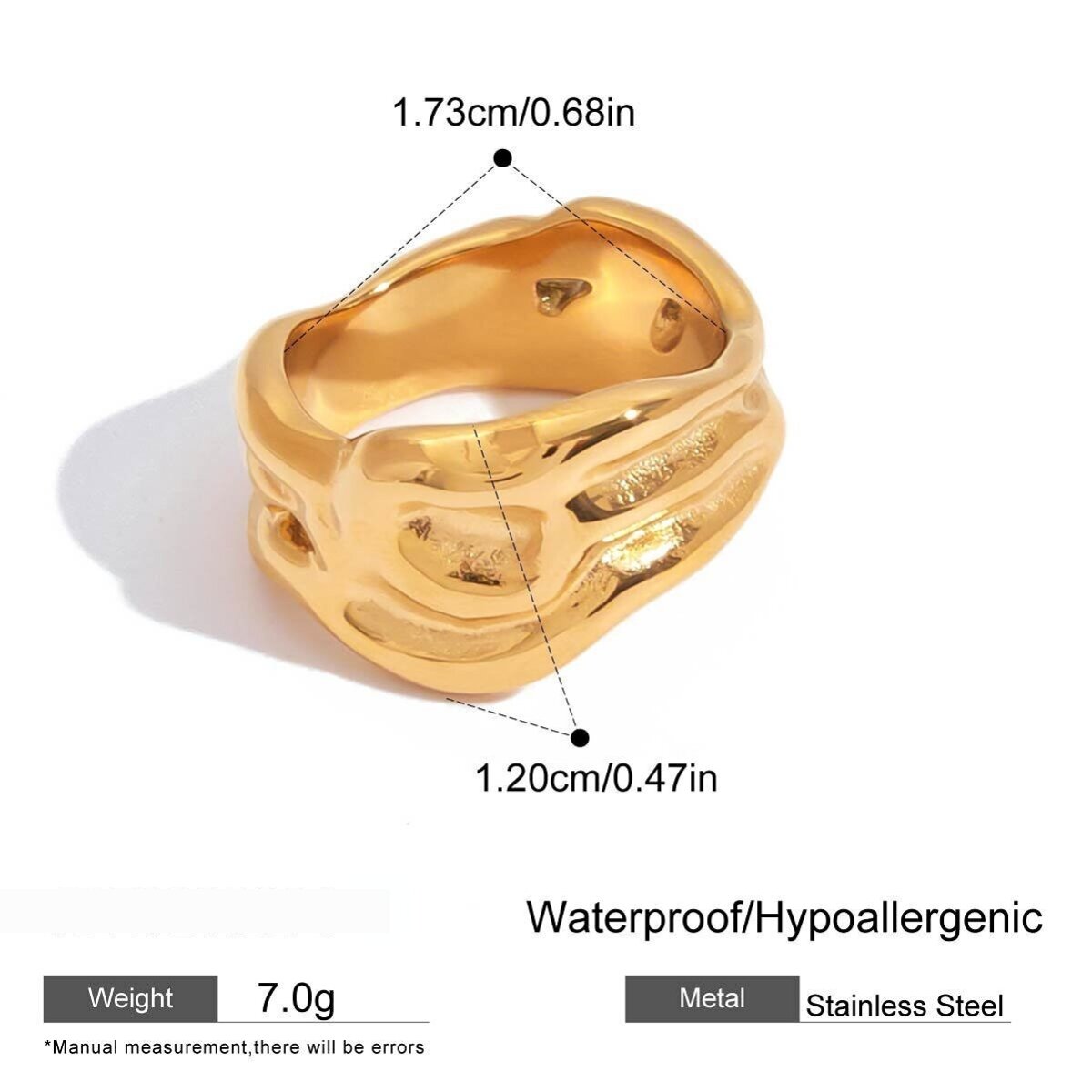 Anillos Llamativos De Acero Inoxidable Dorado Con Diseño Geométrico Estilo  h5 