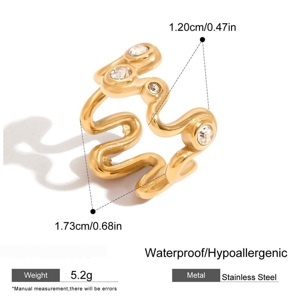 Style Stainless Steel Gold Color Zircon Minimalist Rings h5Picture2