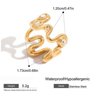 Style Stainless Steel Gold Color Zircon Minimalist Rings h5 Picture2