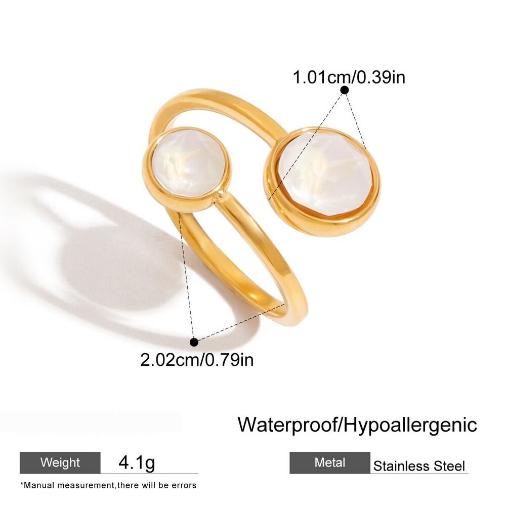 Simple Stainless Steel Waterproof Gold Color Gemstone Rings h5Picture2