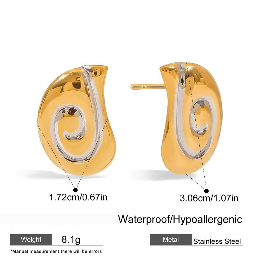 Spiral Stainless Steel Waterproof Mixed Color Stud Earrings Picture2