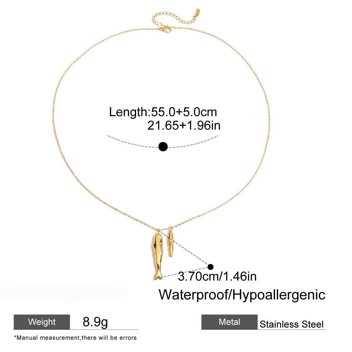 Fish Stainless Steel Waterproof Gold Color Pendant Necklaces h5 Picture2