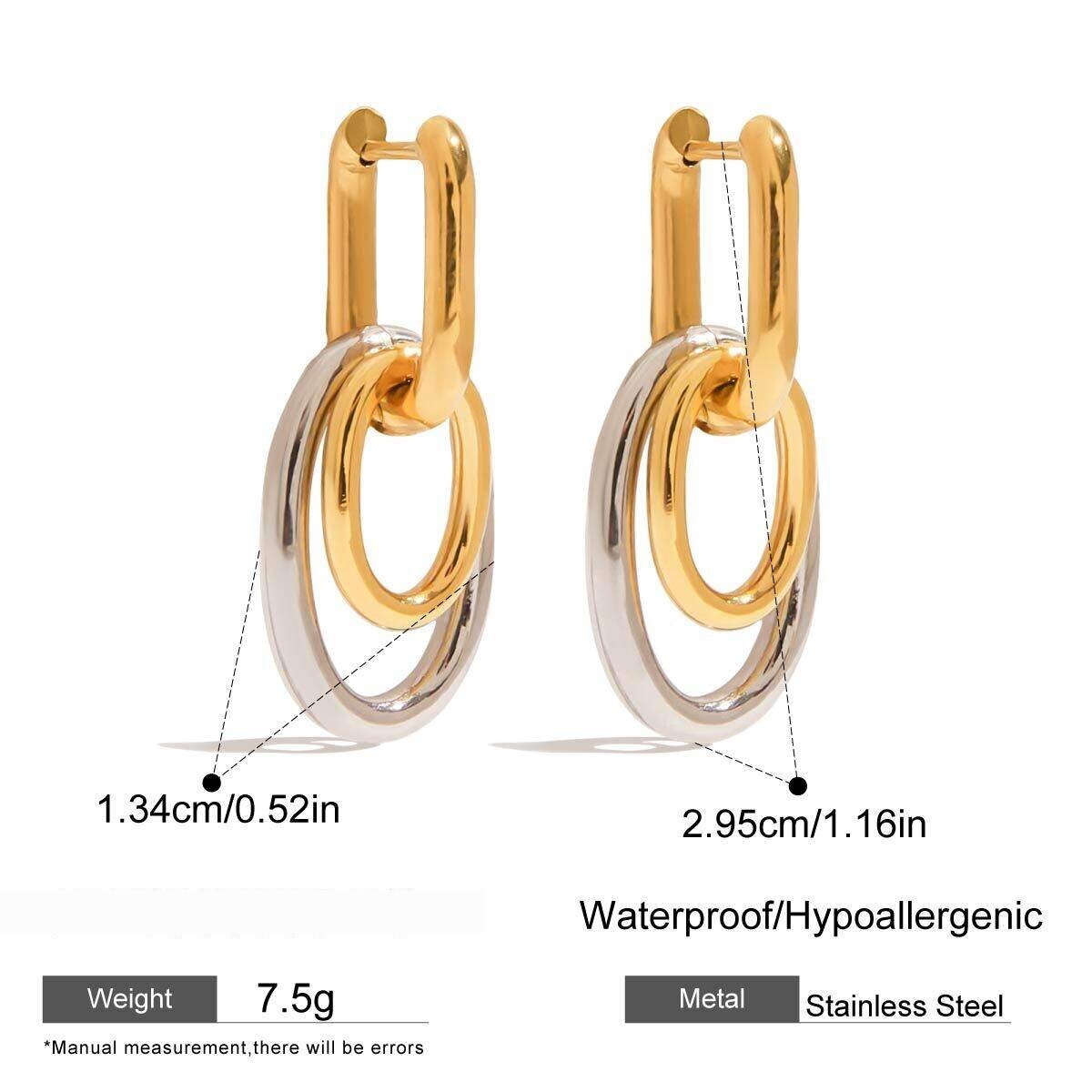 Stainless Steel Waterproof Mixed Color Drop Earrings h5 Picture2