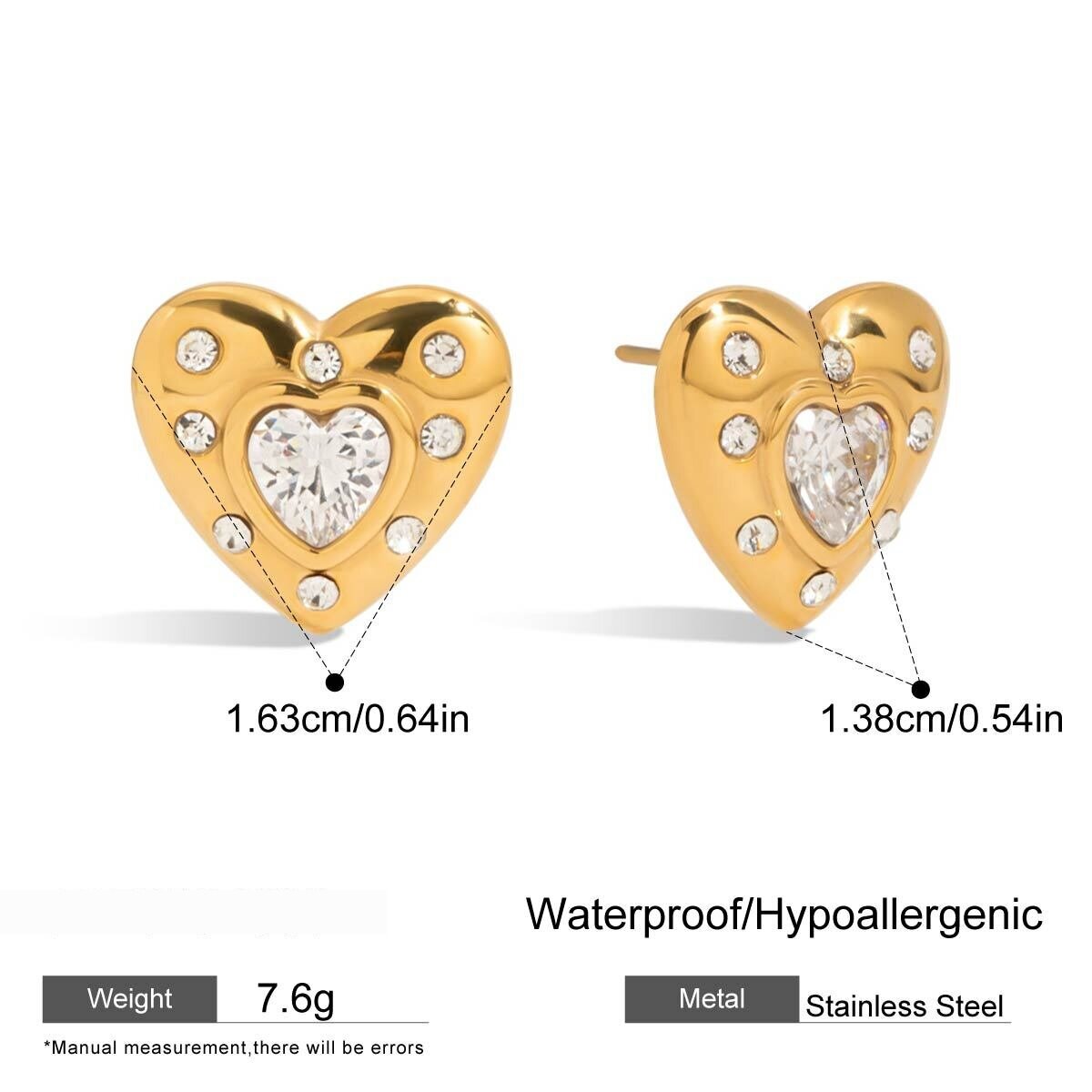 Retro Heart Stainless Steel Waterproof Gold Color Drop Earrings h5 
