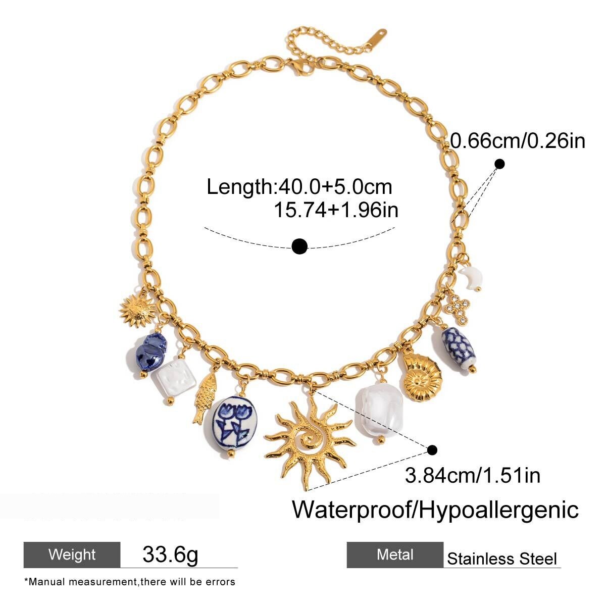 Romantic Stainless Steel Waterproof Gold Color Pendant Necklaces Picture2