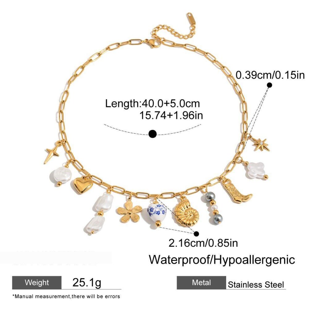 Romantic Stainless Steel Waterproof Gold Color Pendant Necklaces Picture2