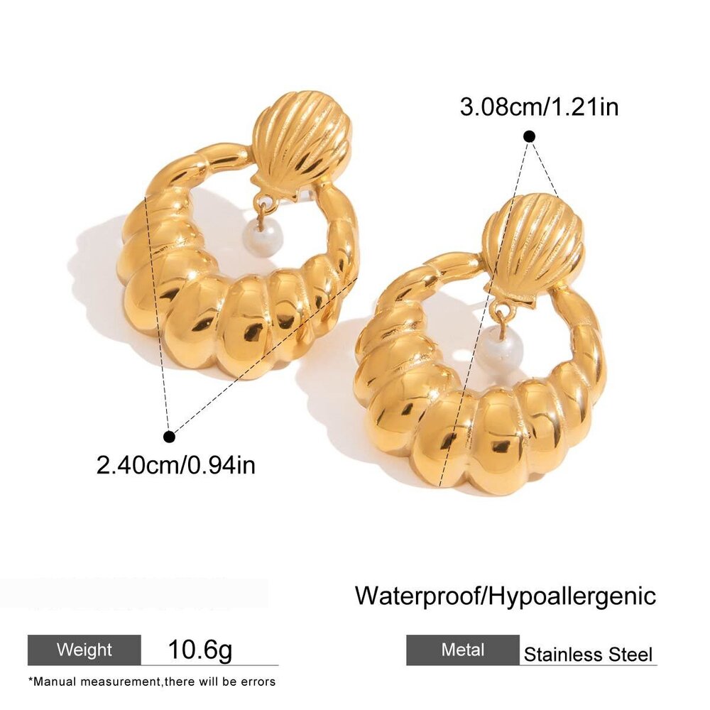 Pendientes De Botón De Acero Inoxidable Color Dorado Estilo Imagen2