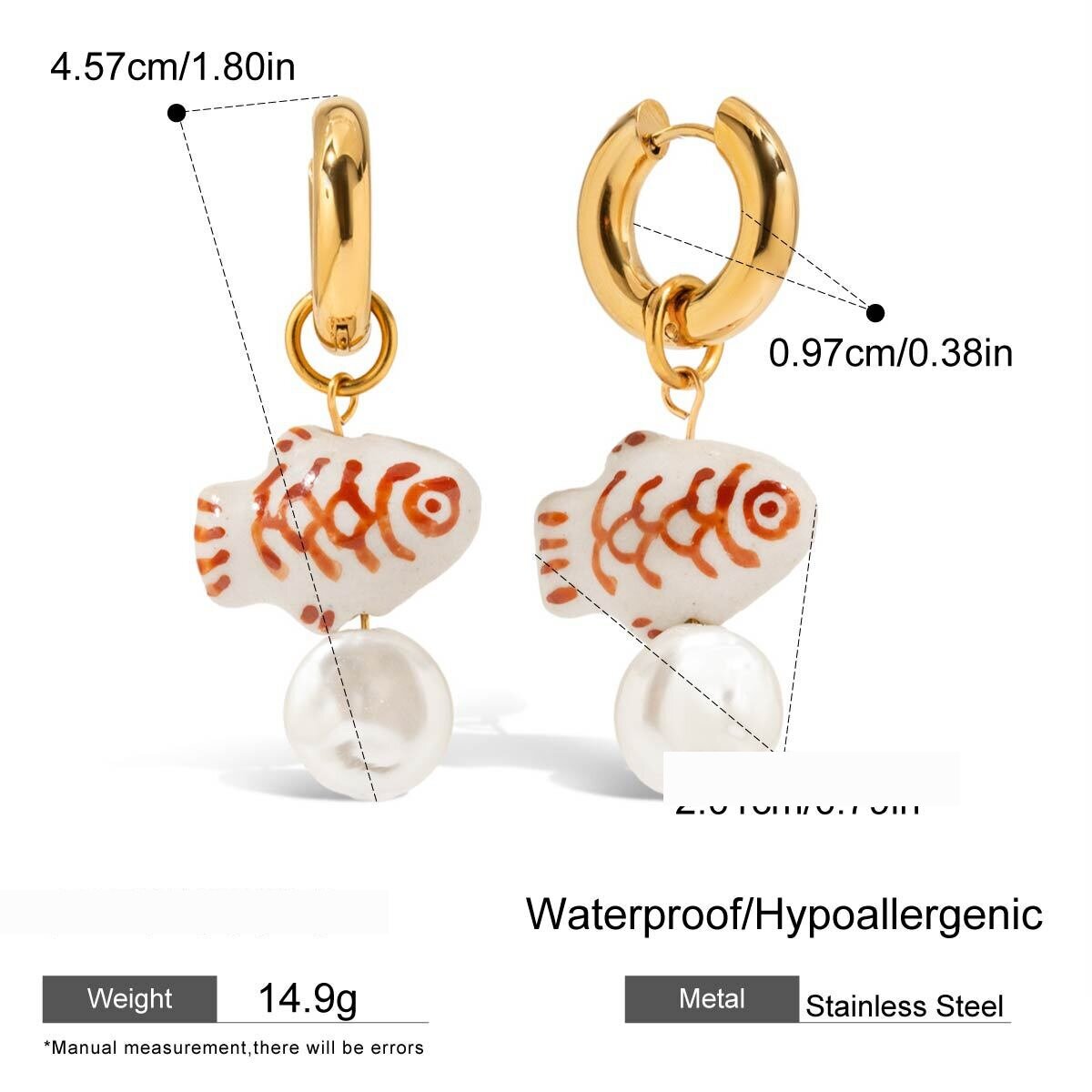 Cute Animal Stainless Steel Waterproof Gold Color  Drop Earrings h5 