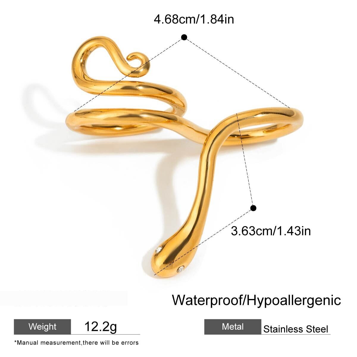  Style Snake Stainless Steel Gold Color Statement Rings Picture2
