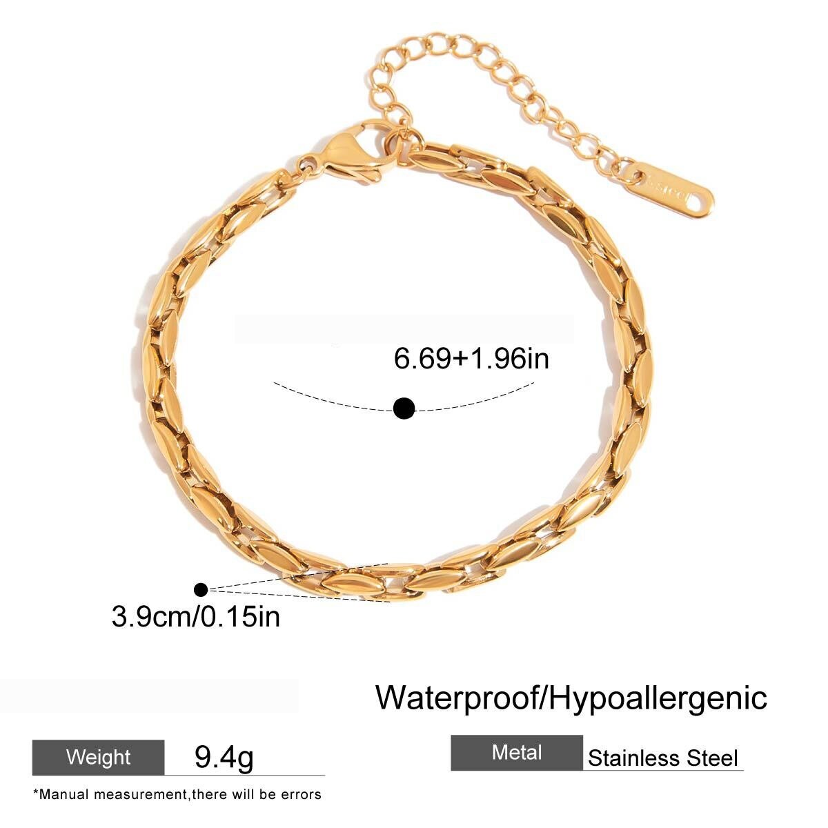 Classic Stainless Steel Waterproof Gold Color Chain Bracelets h5 Picture2