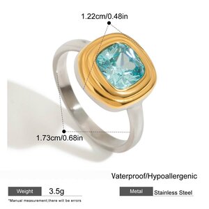 Simple Stainless Steel Waterproof Gold Color Gemstone Rings h5