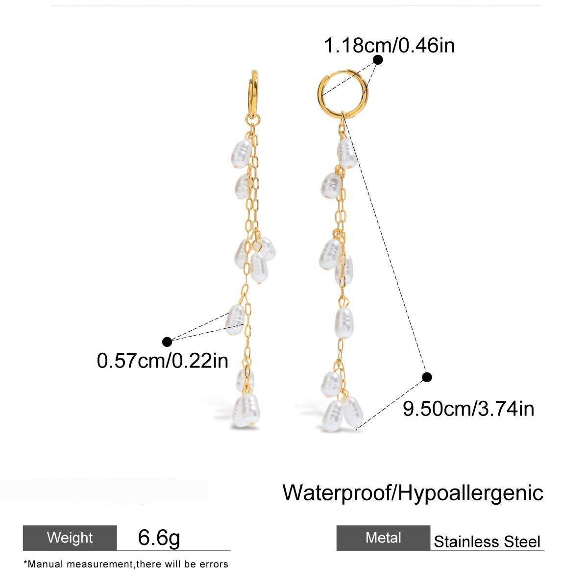 Elegant Tassel Stainless Steel Waterproof  Gold Color  Beads Earrings Picture2