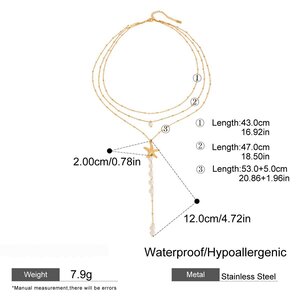 Collier Multicouche En Acier Inoxydable Doré Avec Étoile De Mer De Style Ins h5 Image2