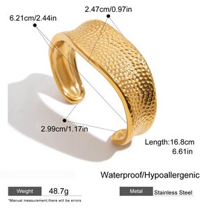 Simple Stainless Steel Waterproof Gold Color Cuff Bracelets h5