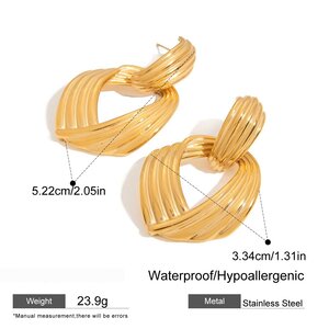 Style Geometric Stainless Steel Gold Color Drop Earrings h5