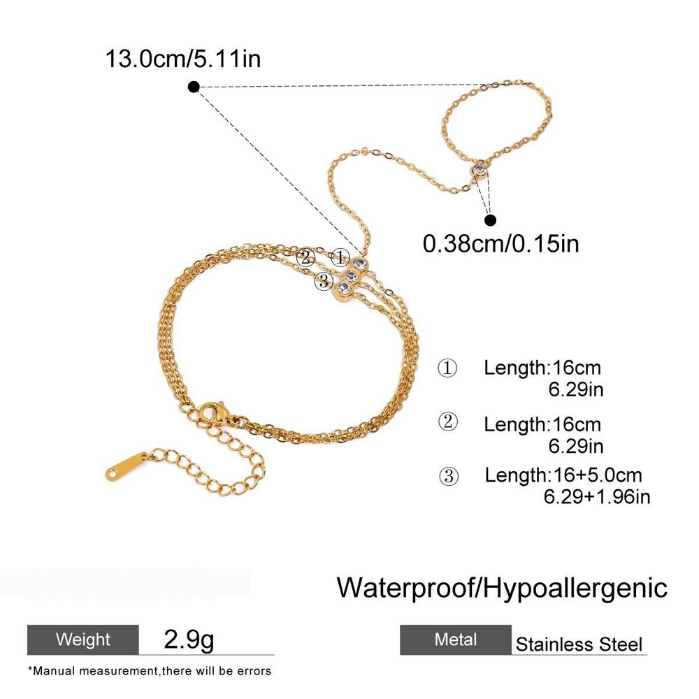 Stainless Steel Waterproof Gold Color Chain Bracelets