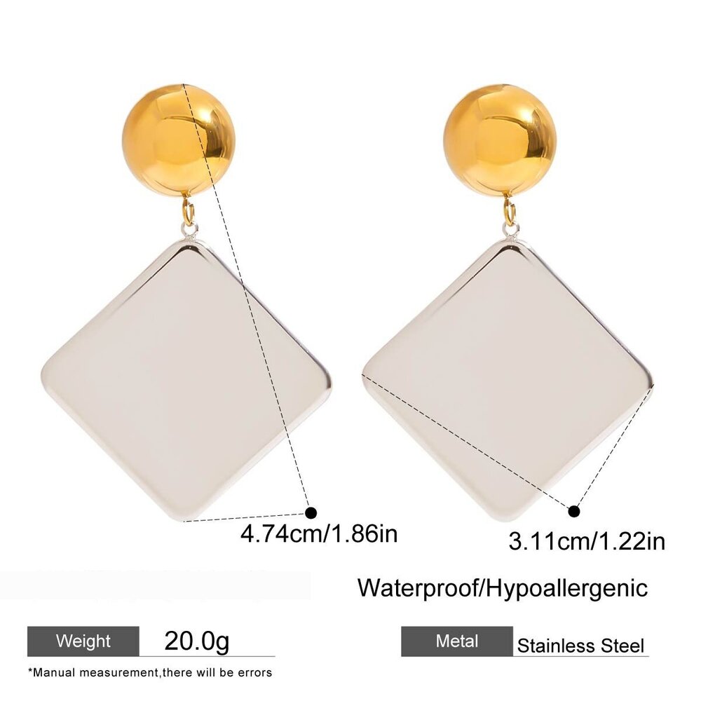 Stainless Steel Waterproof Mixed Color Drop Earrings
