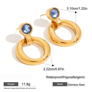 Simple Stainless Steel Waterproof Gold Color Drop Earrings h5 Picture2