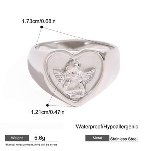 Style Heart Angel Stainless Steel Gold Color Statement Rings h5 Picture2