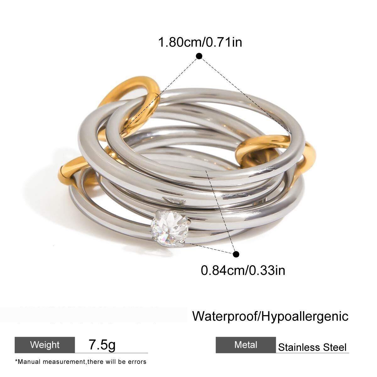 Simple Annular Stainless Steel Waterproof Gold Color  Minimalist Rings h5 Picture2