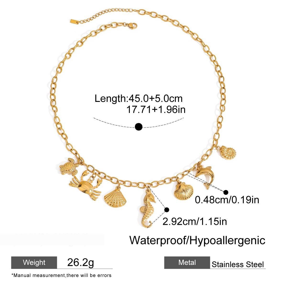 Oceanic Stainless Steel Waterproof Gold Color Pendant Necklace Picture2