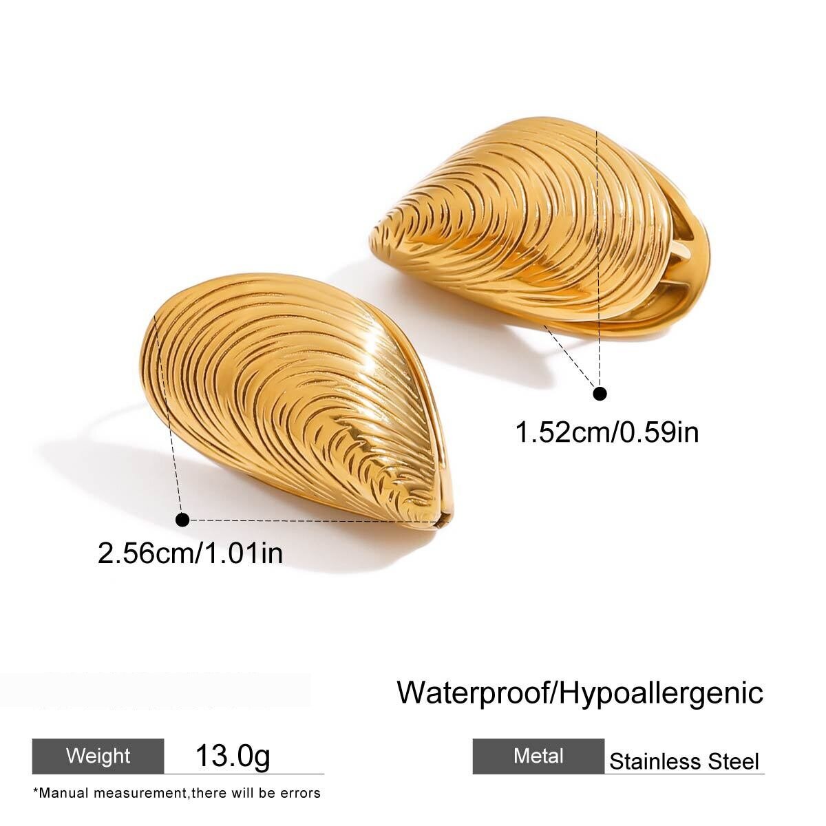 Ohrstecker Aus Wasserfestem Edelstahl In Goldfarbe Mit Muschelmotiv h5 Bild2