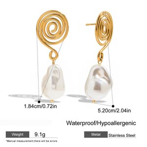Vortex Shape Stainless Steel Waterproof Gold Color Drop Earrings h5 Picture2