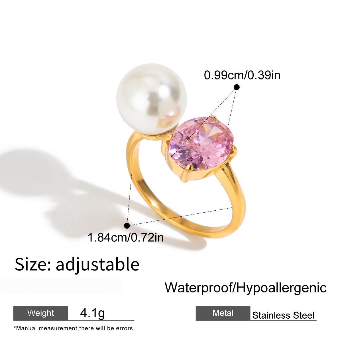 Retro Stainless Steel Waterproof  Gold Color Gemstone Rings h5 