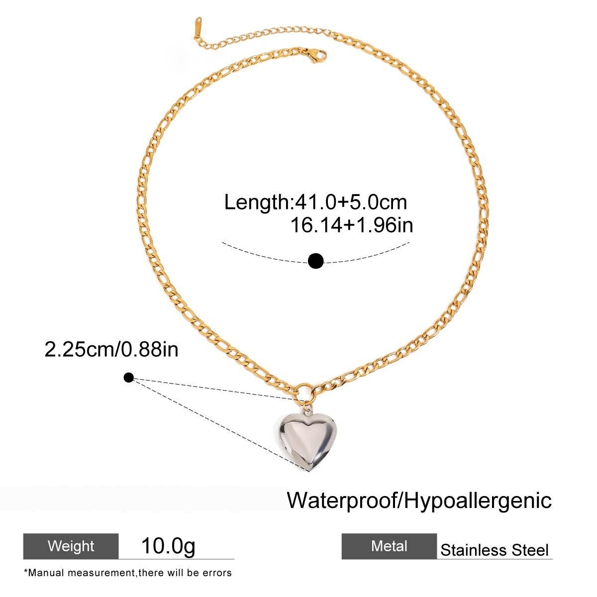 Simple Heart Stainless Steel Waterproof Mixed Color Pendant Necklaces h5 Picture2