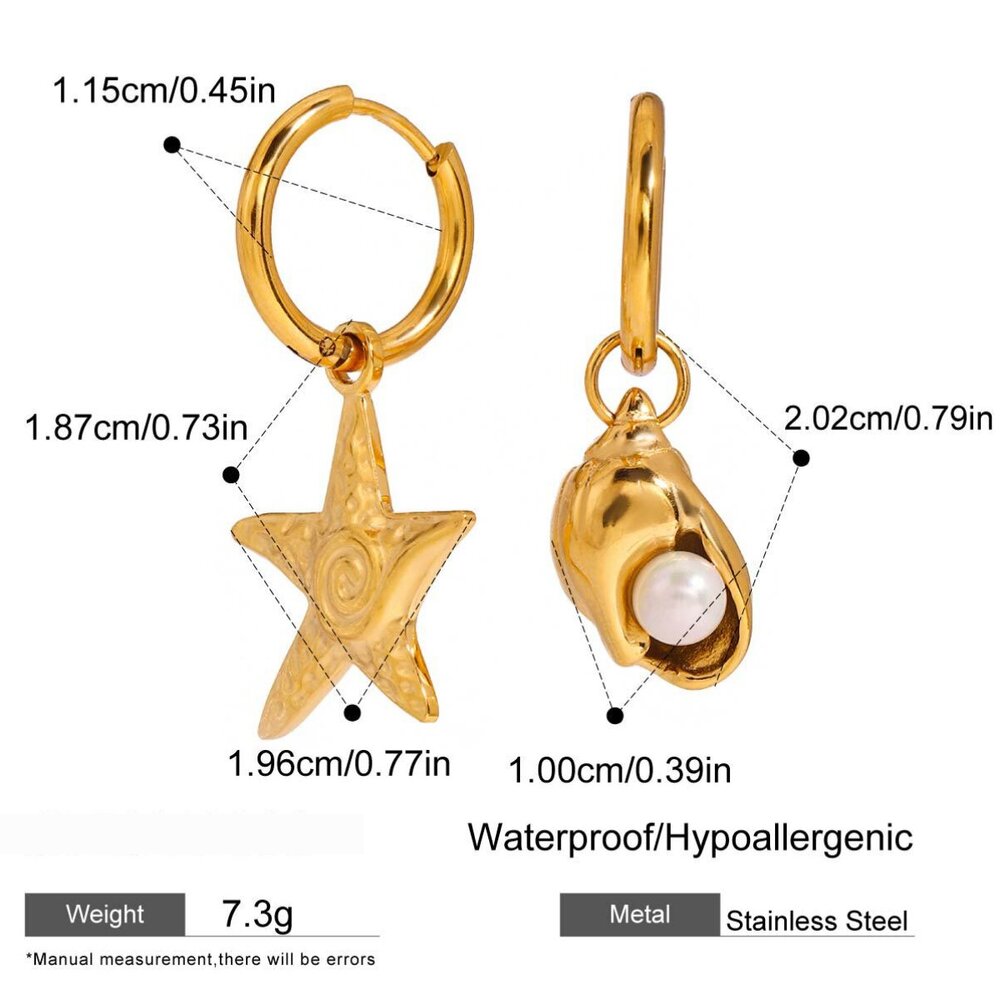 Style Seestern Edelstahl Gold Farbe Tropfen Ohrringe Bild2