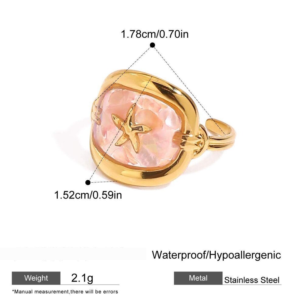 Oceanic Edelstahl Wasserdichte Statement-Ringe In Goldfarbe