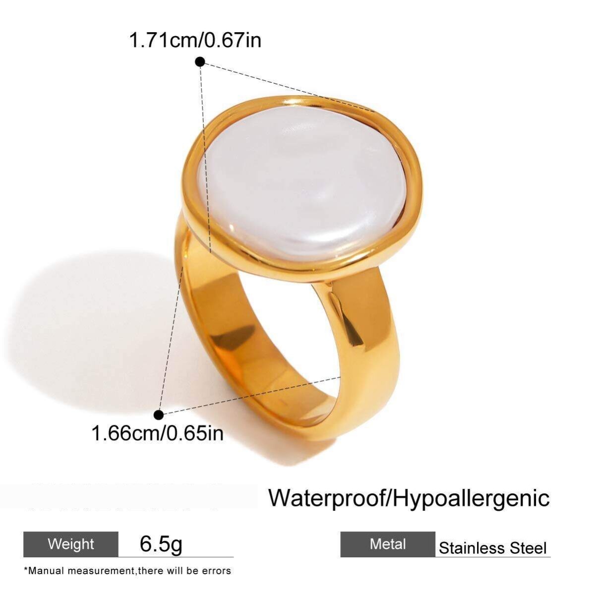 Elegante, Wasserdichte Statement-Ringe Aus Edelstahl In Goldfarbe 