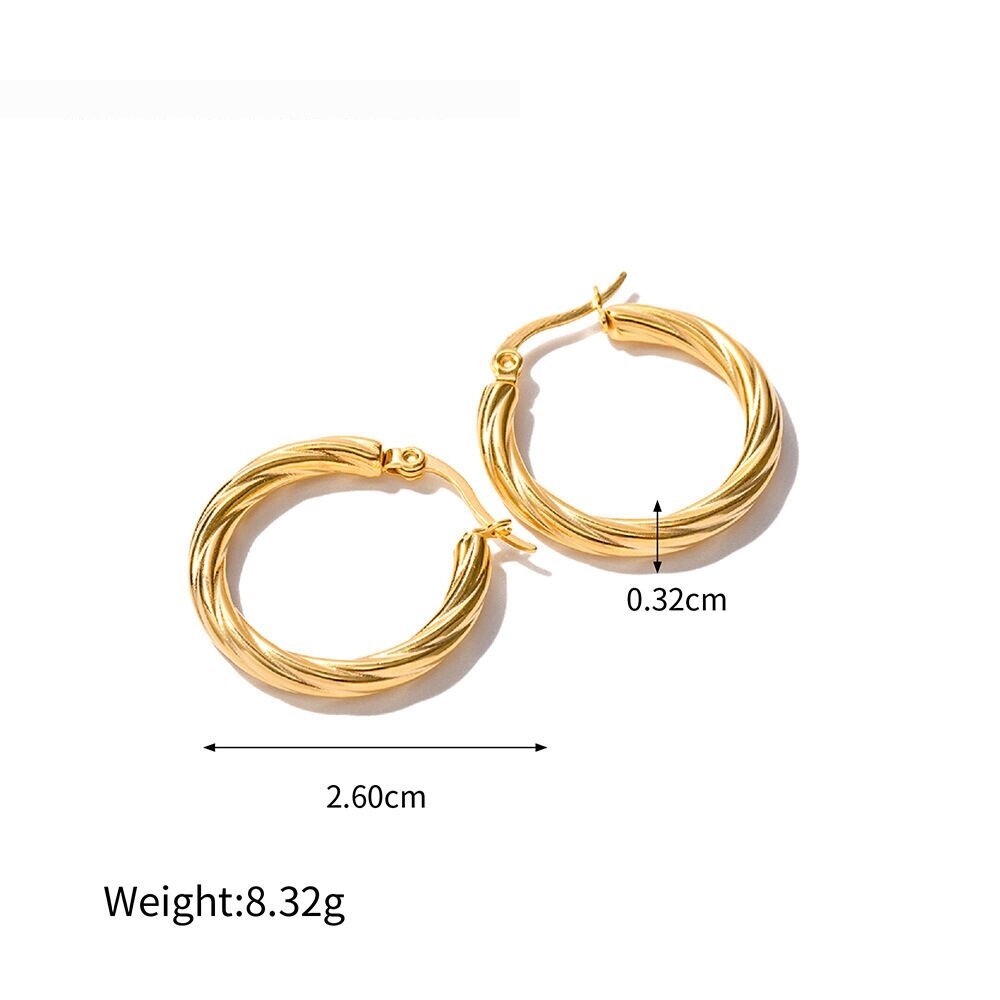 Classic Stainless Steel Waterproof Gold Color Hoop Earrings h5 