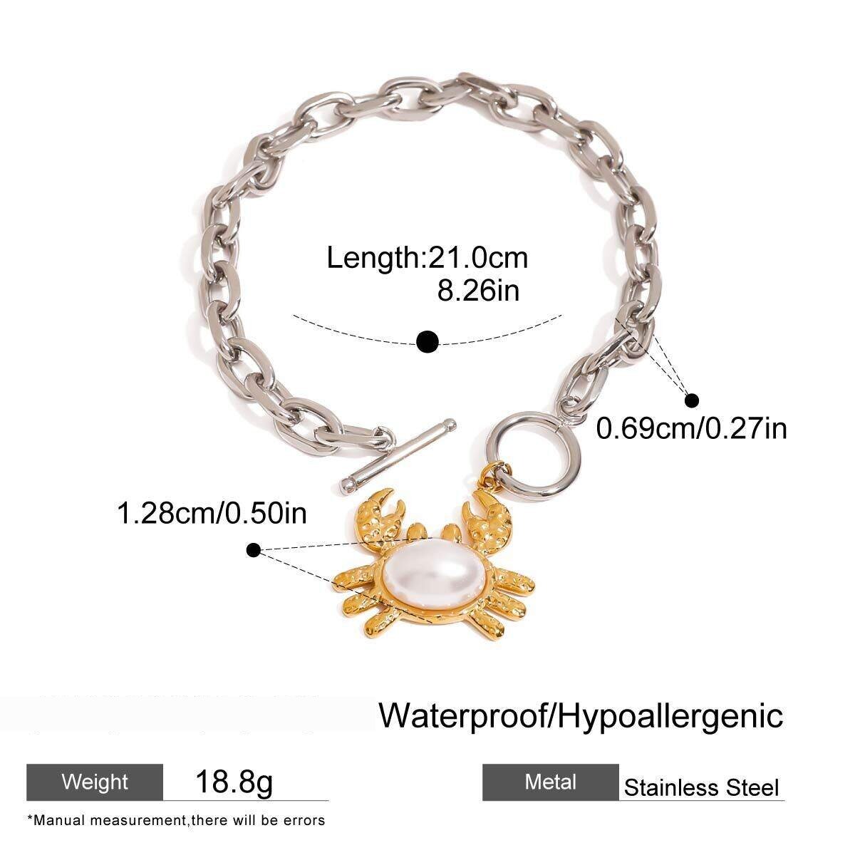 Cute Crab Stainless Steel Waterproof Mixed Color Charm Bracelets Picture2
