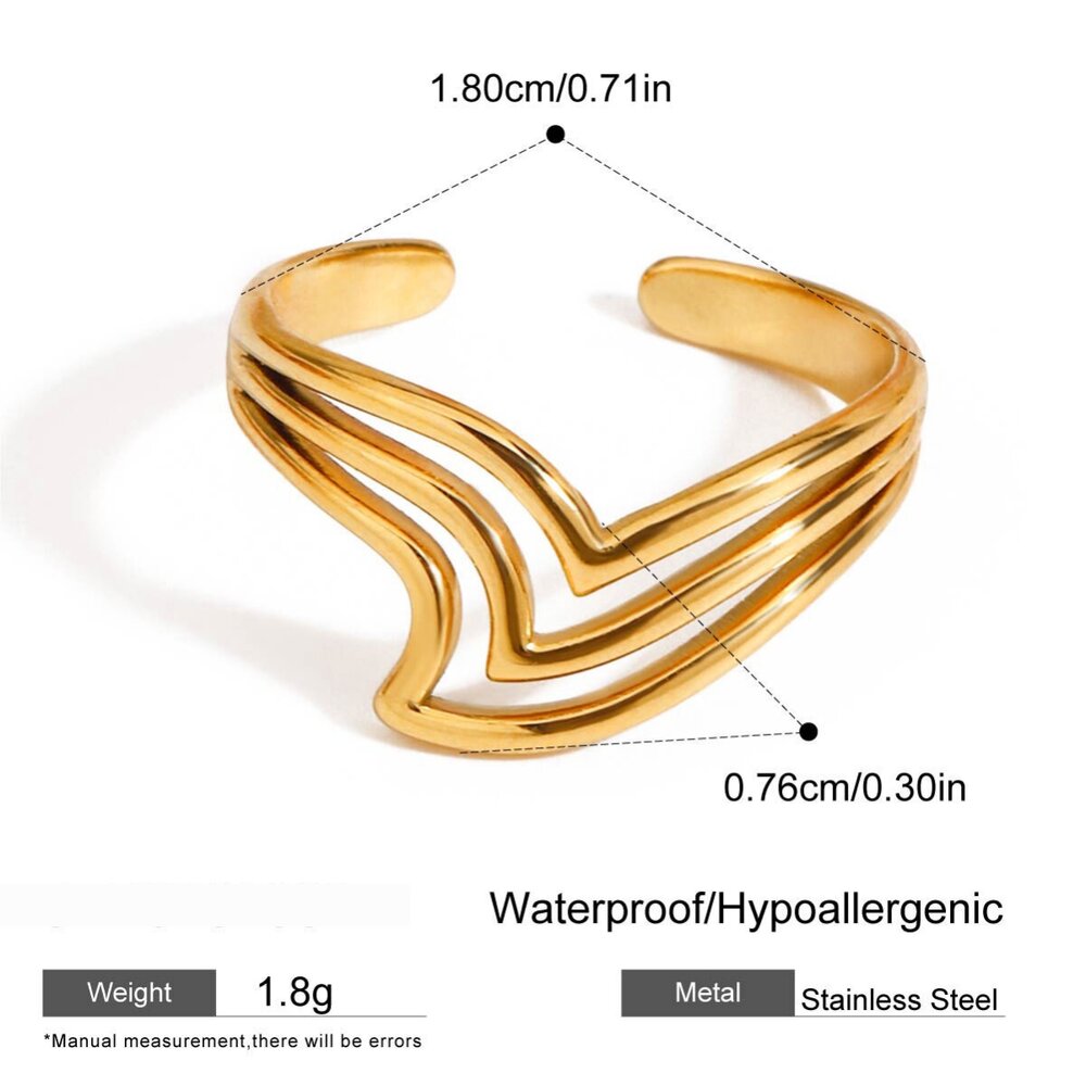 Stainless Steel Waterproof Gold Color Minimalist Rings h5Picture2