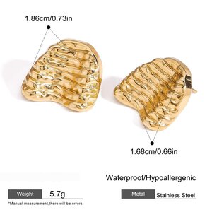Classic Stainless Steel Waterproof Gold Color Stud Earrings h5 Picture2
